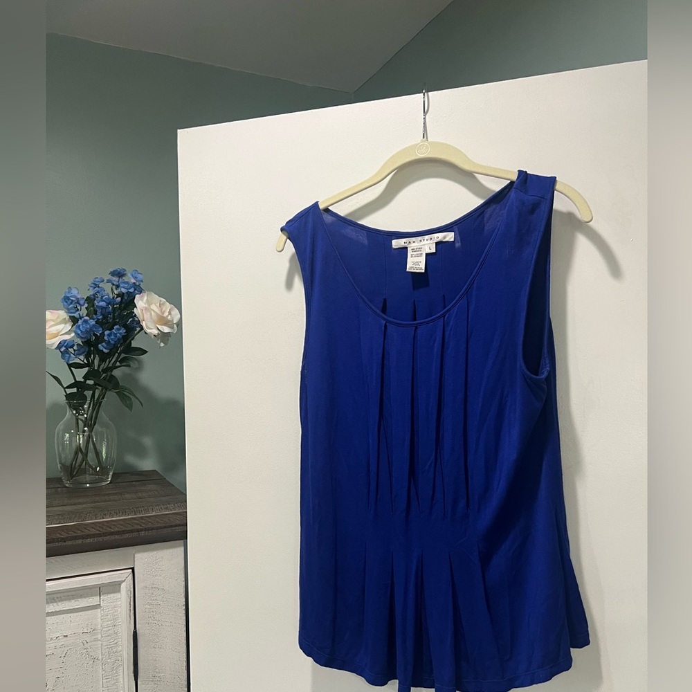 Max Studio Deep Blue Peplum Top Size L